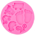 MOLDE DE SILICON FONDANT  HUELLAS DE BEBE  PIES  CON TRANSPORTE