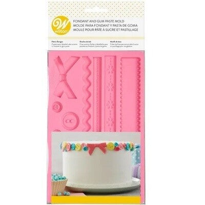 MOLDE SILICON DISEÑO DE TELA FONDANT WILTON