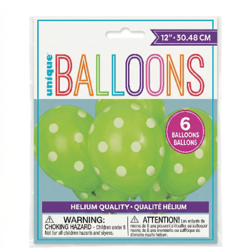 UNIQUE BALLOONS CON 6 GLOBOS 12"30.48CM