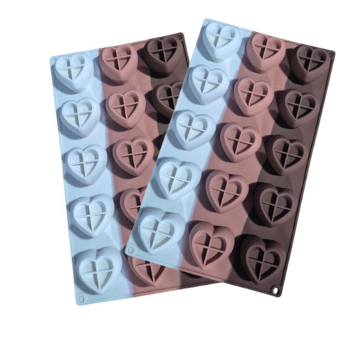 MOLDE DE SILICON 15 CORAZONES
