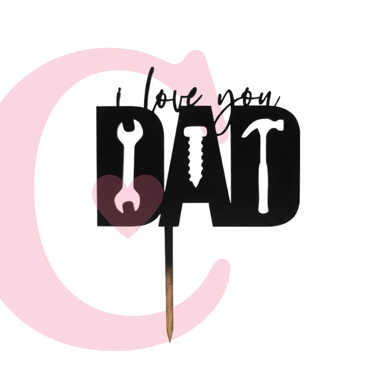 CAKE TOPPER DIA DEL PADRE #3 MDF NEGRO