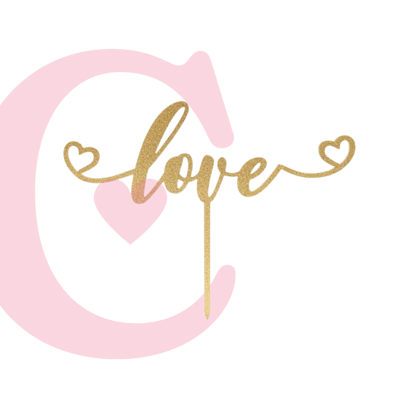 CAKE TOPPER VALENTINES #1 MDF DORADO