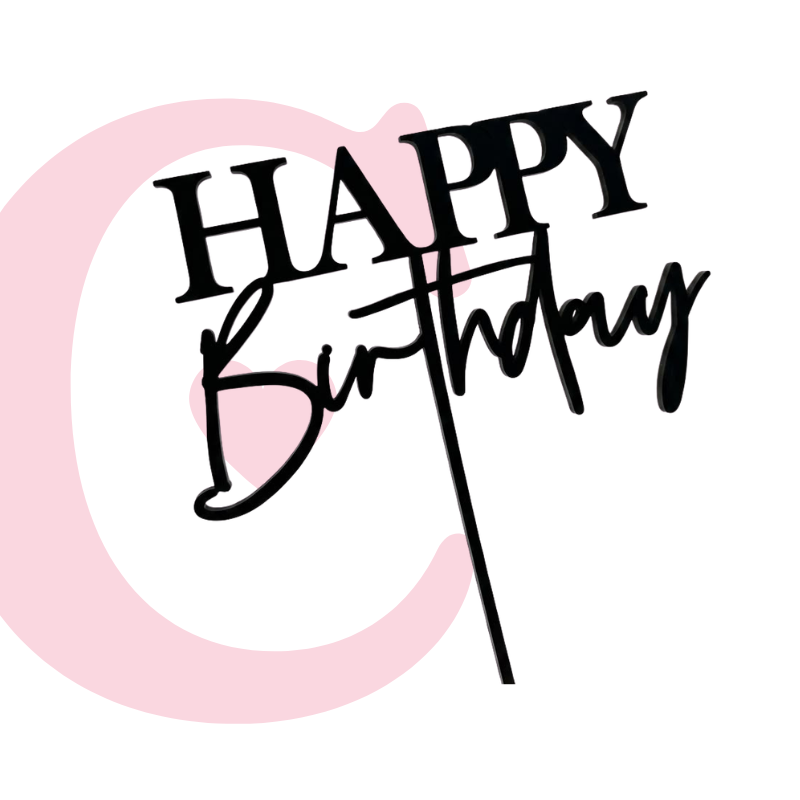 CAKE TOPPER HAPPY BIRTHDAY #4 MDF